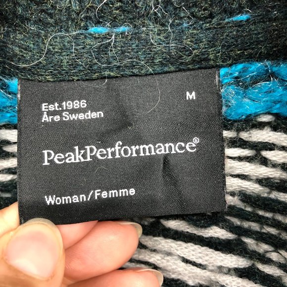 Peak Performance Blue Grey Multicolor Argyle Sweater Cardigan waist tie size M - Picture 3 of 16